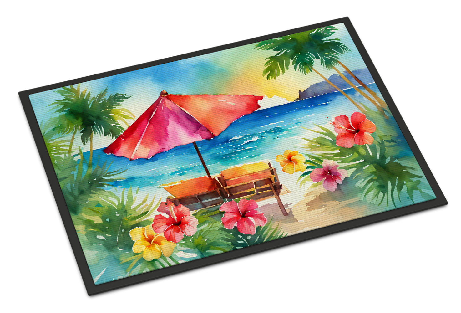 Buy this Hawaii Hawaiian Hibiscus in Watercolor Indoor or Outdoor Mat 24x36