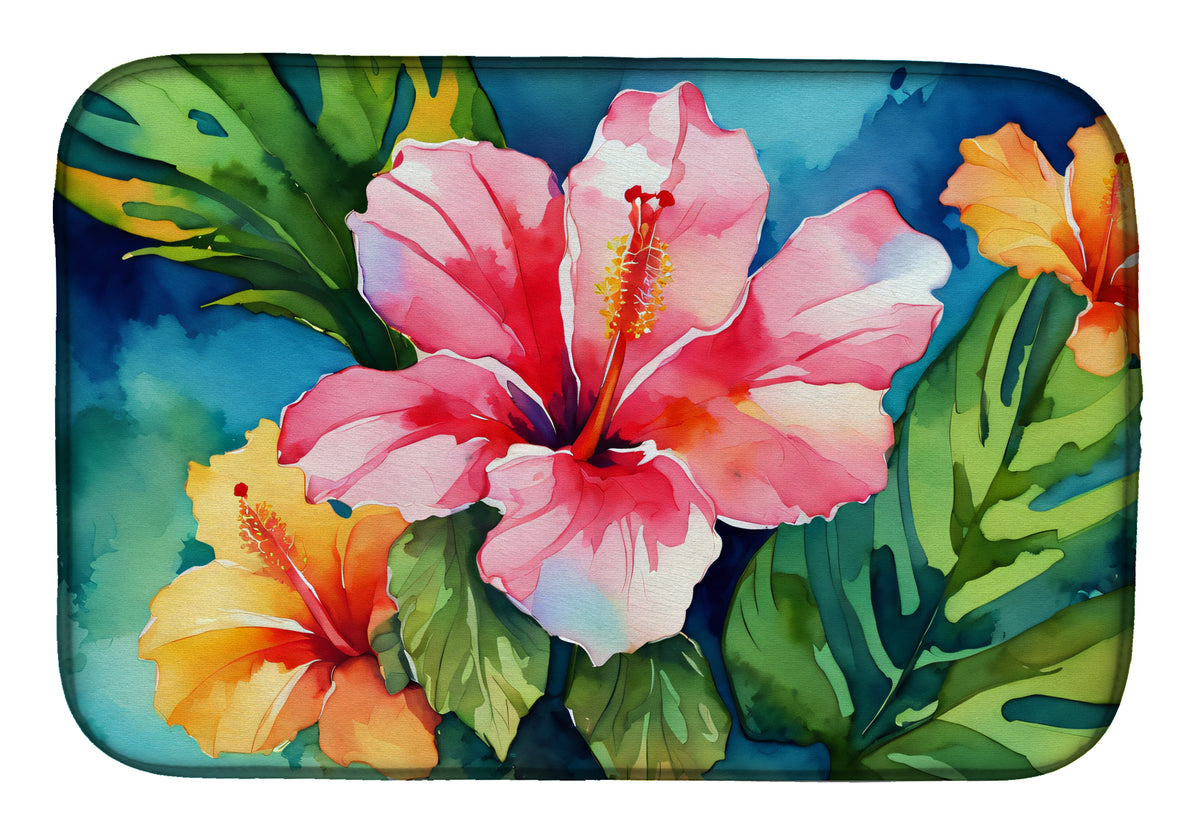 Buy this Hawaii Hawaiian Hibiscus in Watercolor Dish Drying Mat