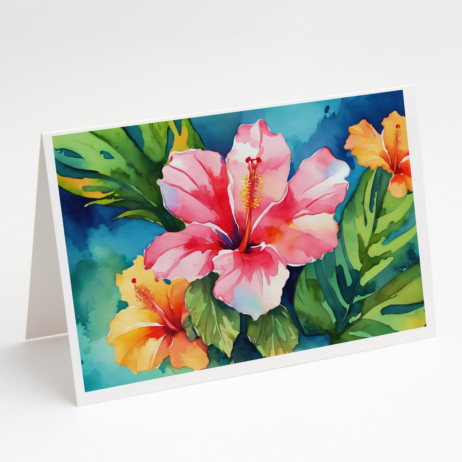 Buy this Hawaii Hawaiian Hibiscus in Watercolor Greeting Cards and Envelopes Pack of 8