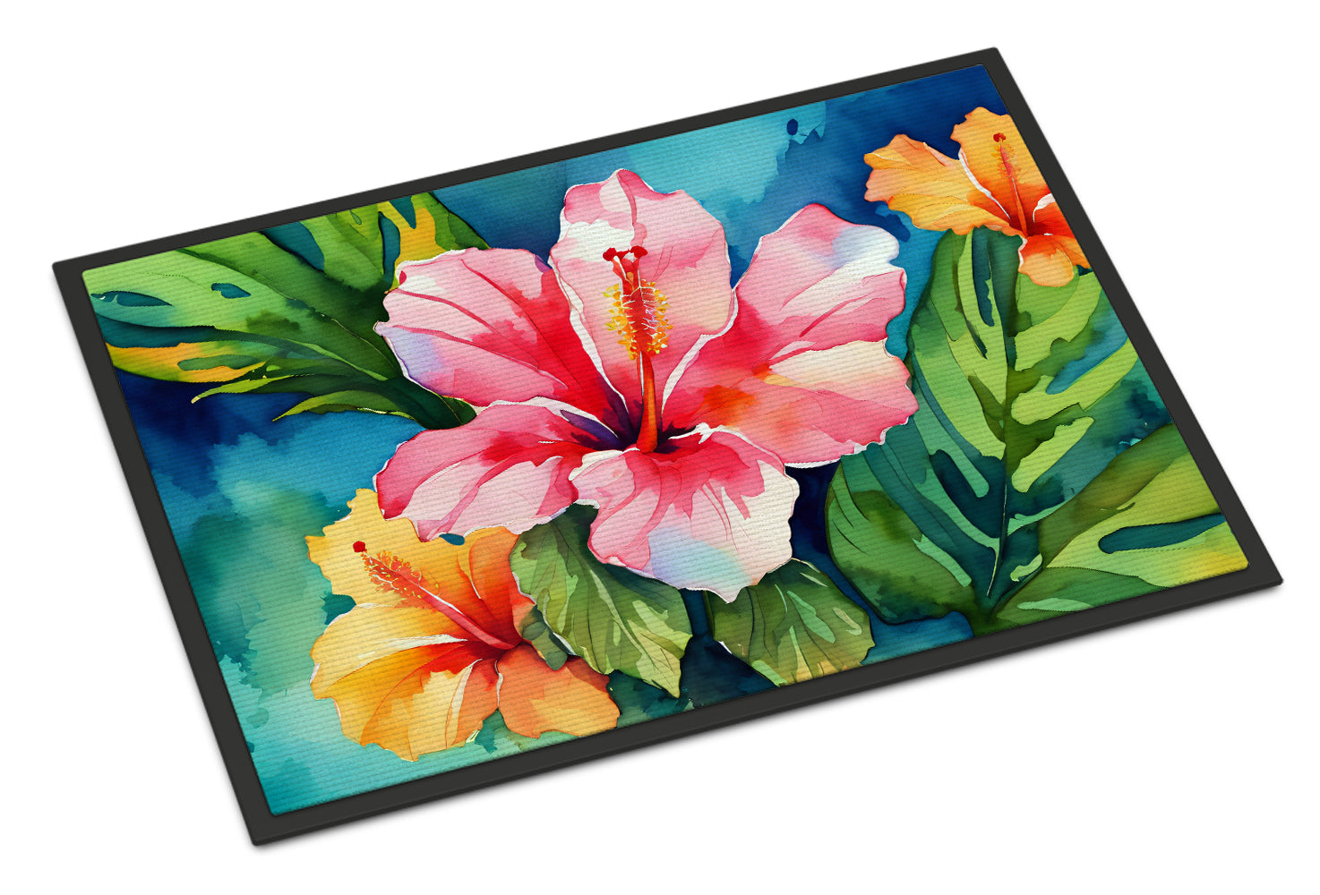 Buy this Hawaii Hawaiian Hibiscus in Watercolor Indoor or Outdoor Mat 24x36