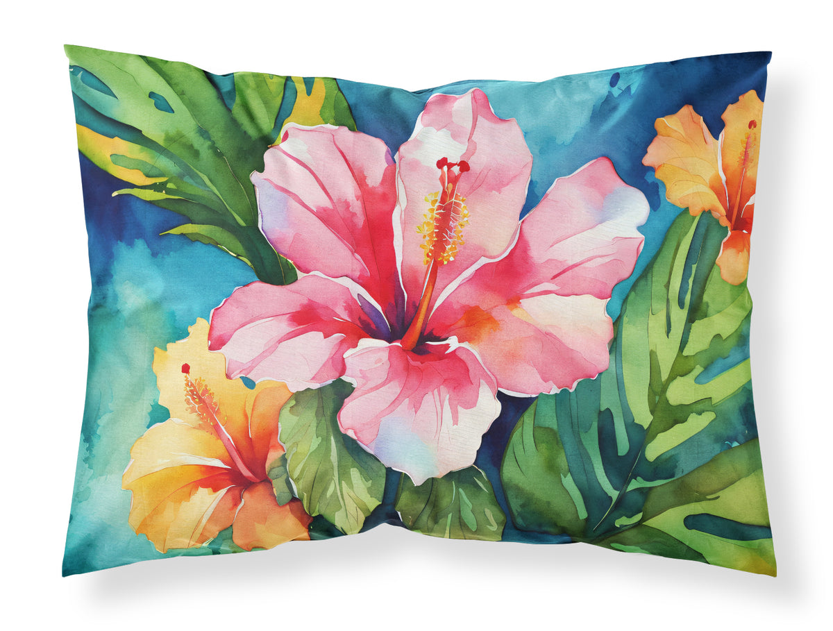 Buy this Hawaii Hawaiian Hibiscus in Watercolor Fabric Standard Pillowcase