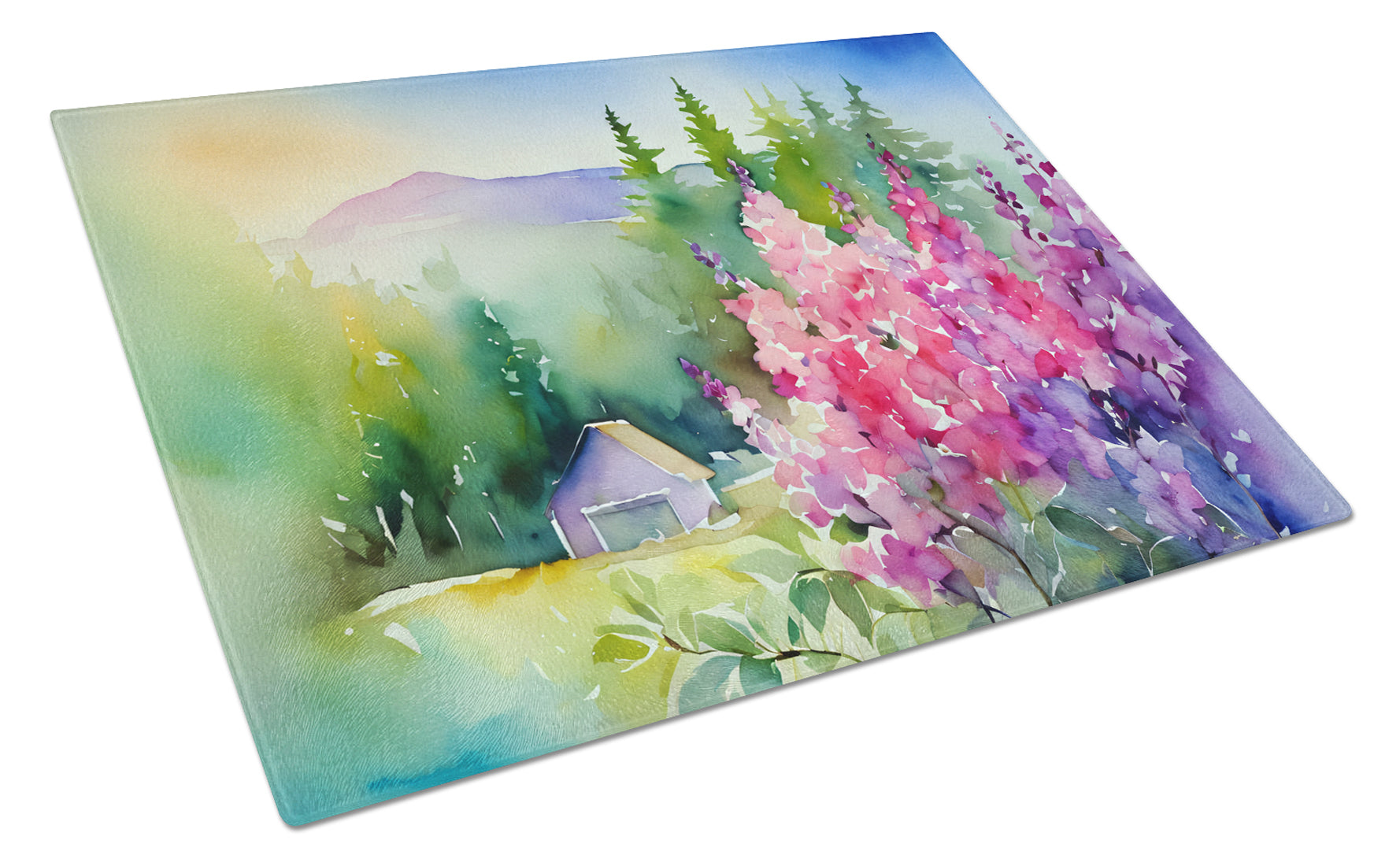 Buy this Idaho Syringa in Watercolor Glass Cutting Board Large