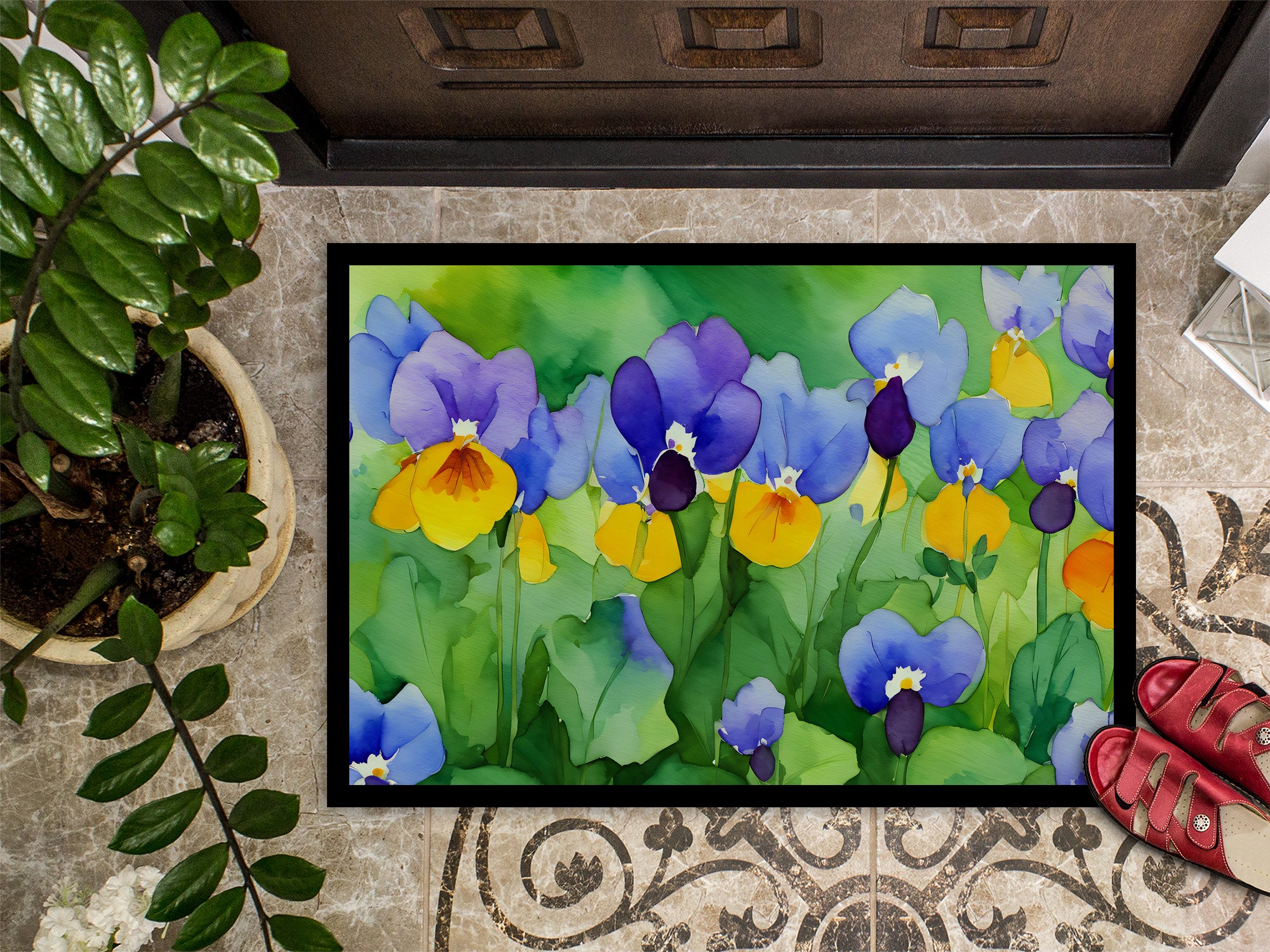 Illinois Violet in Watercolor Doormat 18x27