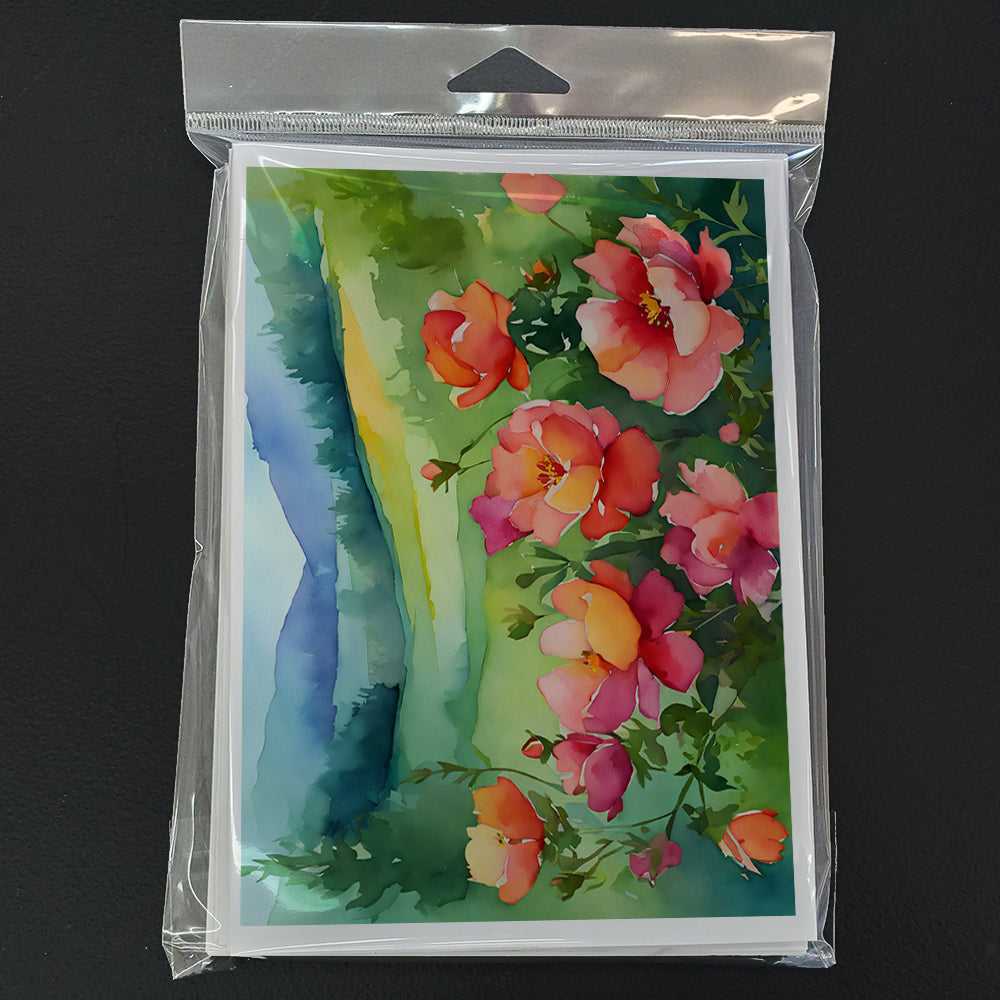 Iowa Wild Prairie Roses in Watercolor Greeting Cards and Envelopes Pack of 8  the-store.com.