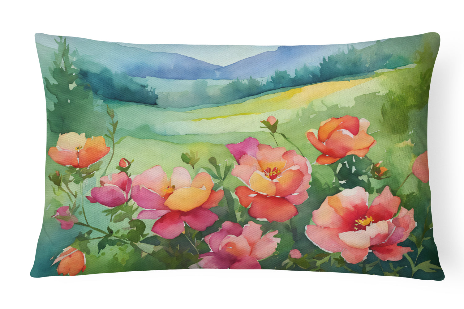 Buy this Iowa Wild Prairie Roses in Watercolor Fabric Decorative Pillow