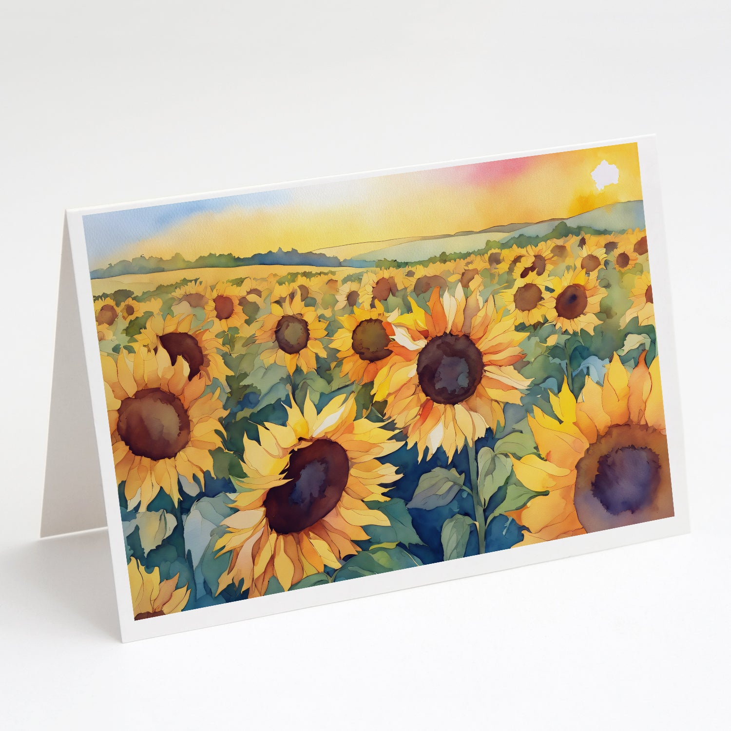 Buy this Kansas Sunflowers in Watercolor Greeting Cards and Envelopes Pack of 8