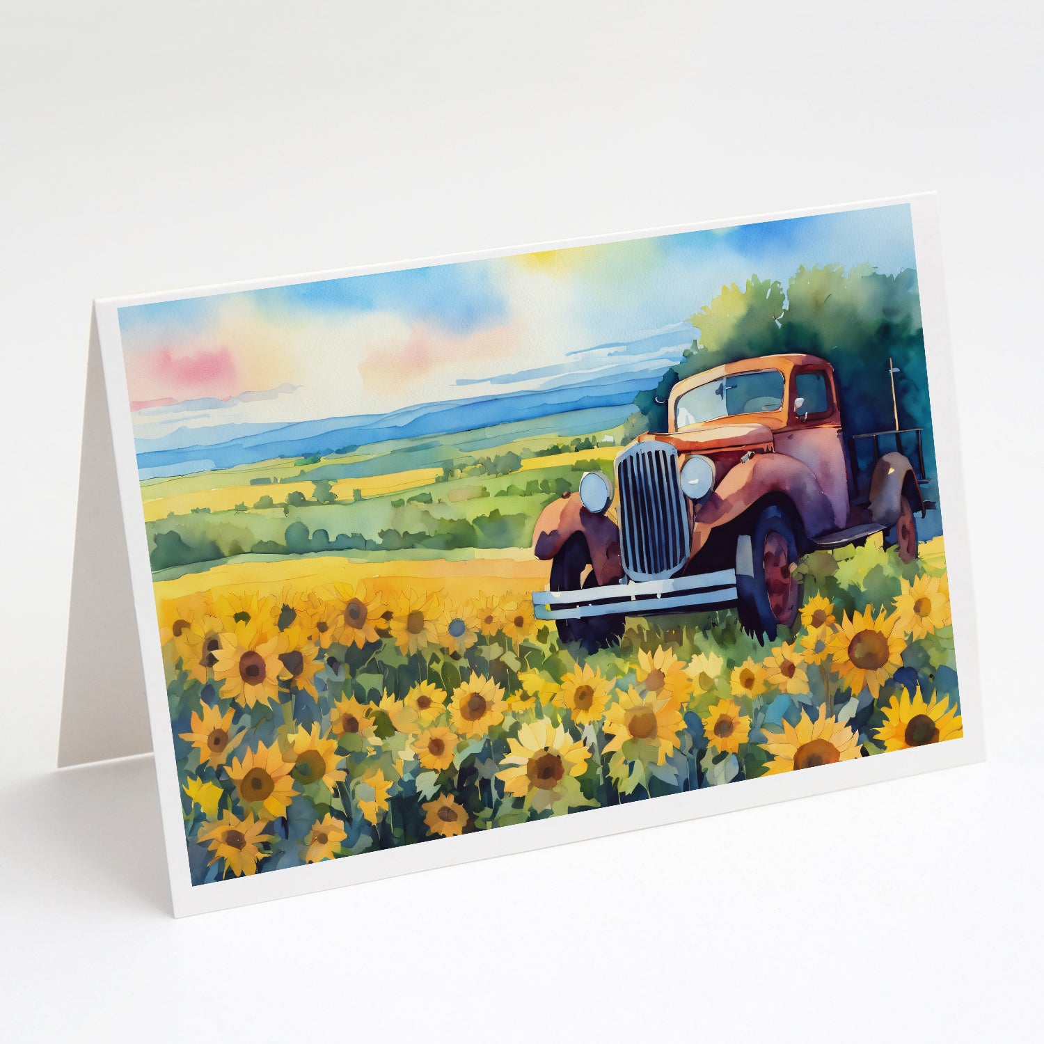 Buy this Kansas Sunflowers in Watercolor Greeting Cards and Envelopes Pack of 8