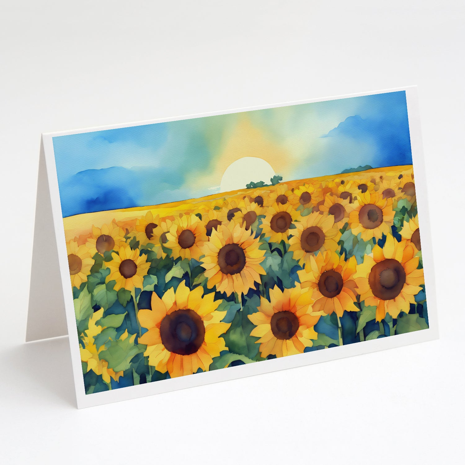 Buy this Kansas Sunflowers in Watercolor Greeting Cards and Envelopes Pack of 8