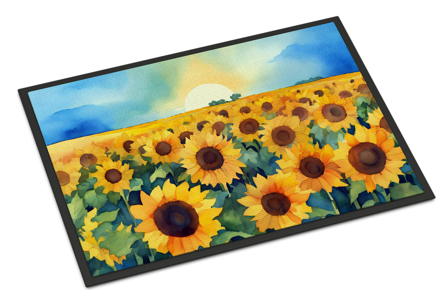 Buy this Kansas Sunflowers in Watercolor Indoor or Outdoor Mat 24x36