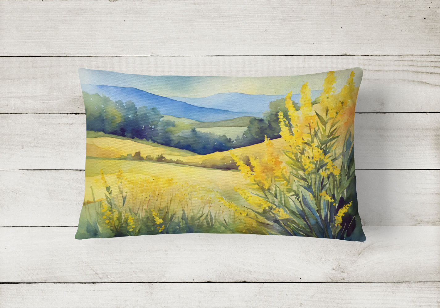 Kentucky Goldenrod in Watercolor Fabric Decorative Pillow  the-store.com.
