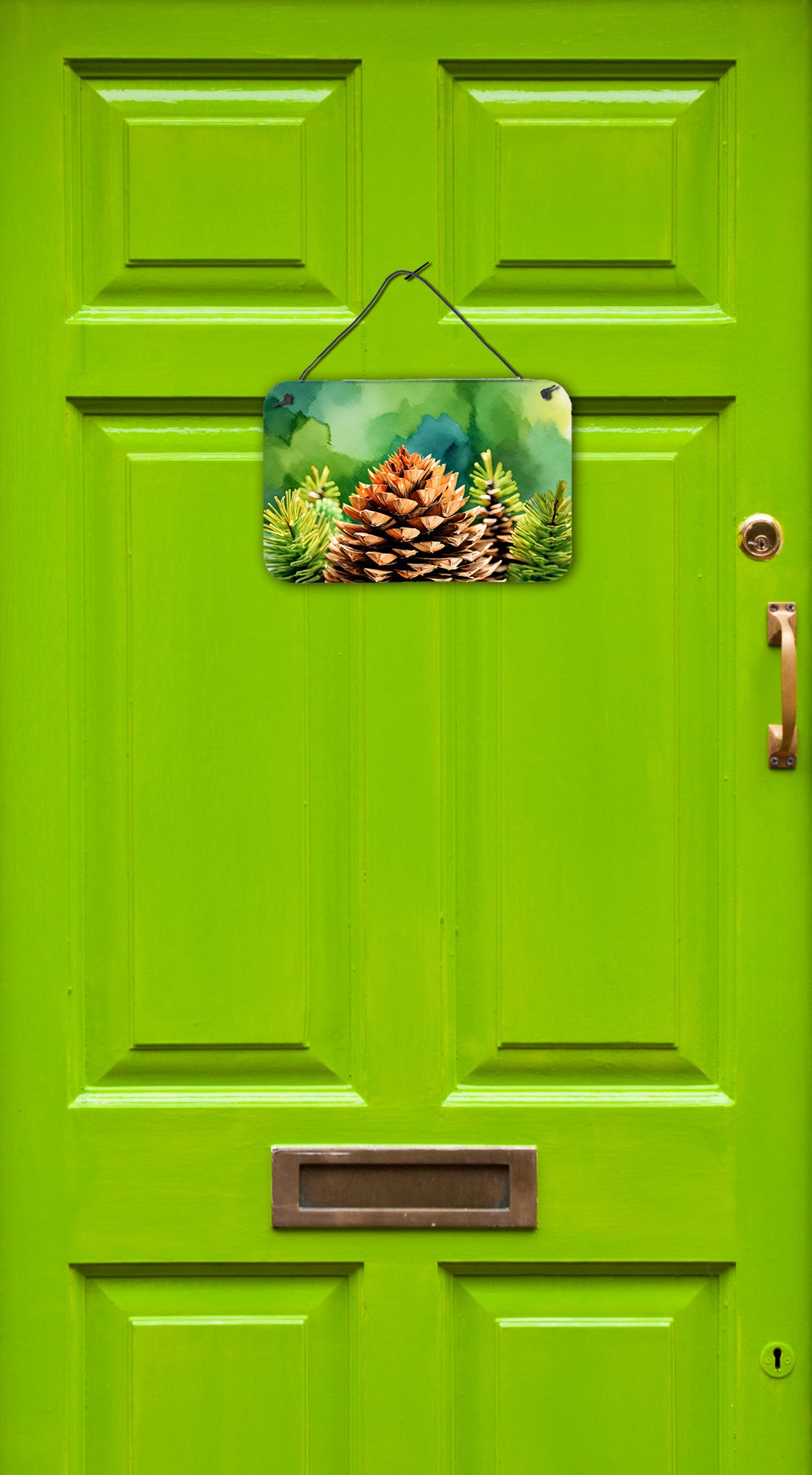 Maine White Pine Cone and Tassels in Watercolor Wall or Door Hanging Prints  the-store.com.