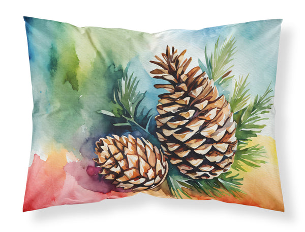 Buy this Maine White Pine Cone and Tassels in Watercolor Fabric Standard Pillowcase