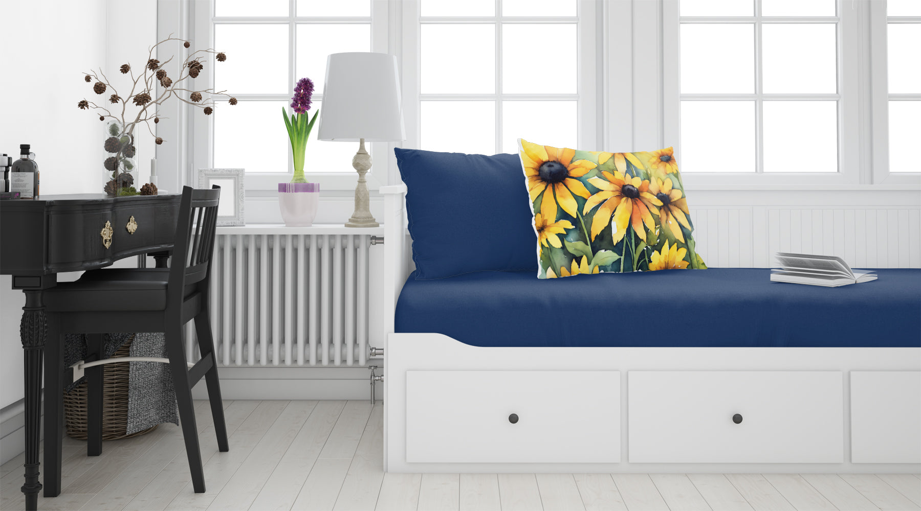Maryland Black-Eyed Susans in Watercolor Fabric Standard Pillowcase  the-store.com.