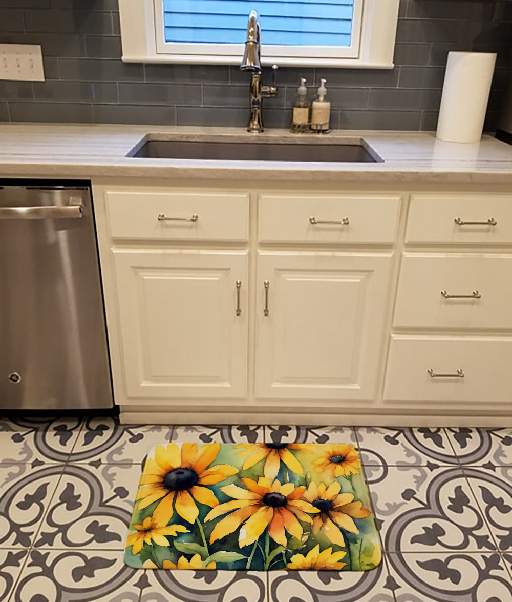 Maryland Black-Eyed Susans in Watercolor Memory Foam Kitchen Mat  the-store.com.