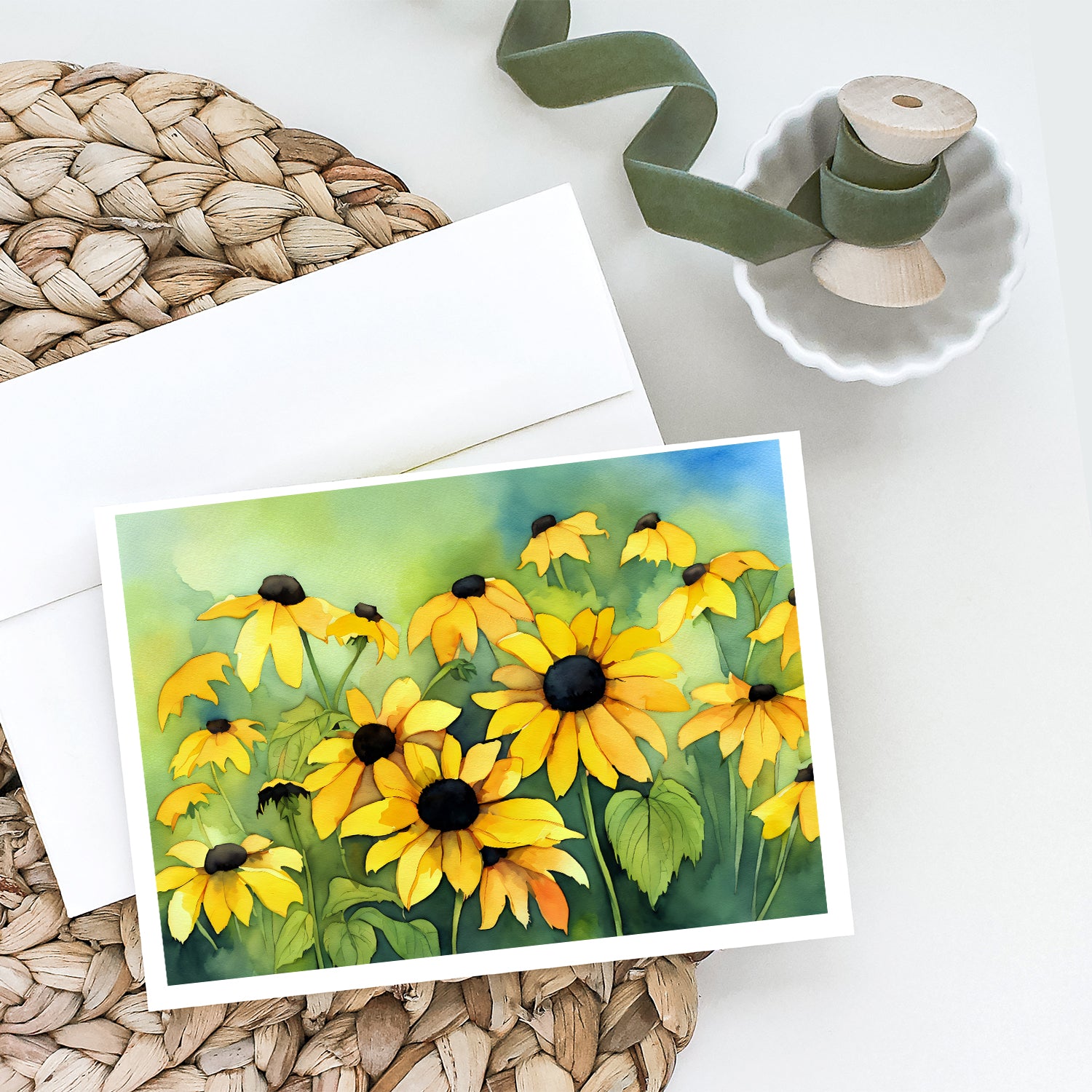 Maryland Black-Eyed Susans in Watercolor Greeting Cards and Envelopes Pack of 8  the-store.com.