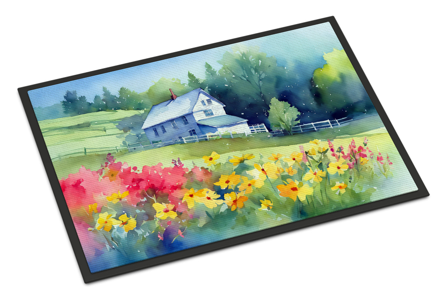 Buy this Massachusetts Mayflowers in Watercolor Indoor or Outdoor Mat 24x36