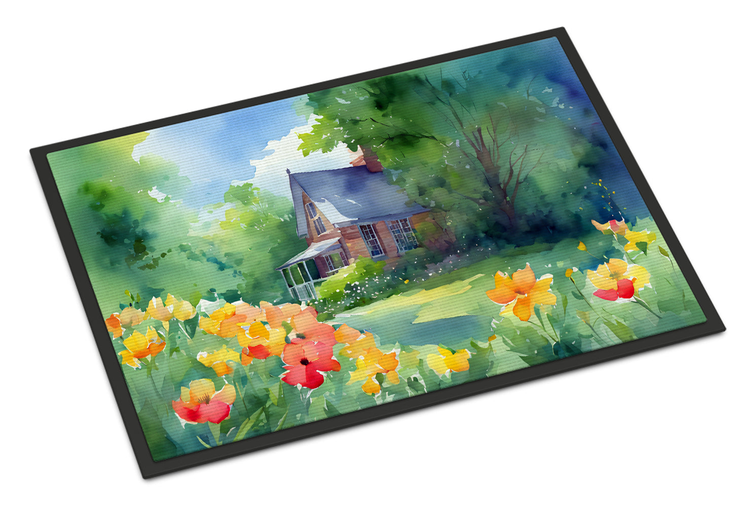 Buy this Massachusetts Mayflowers in Watercolor Indoor or Outdoor Mat 24x36