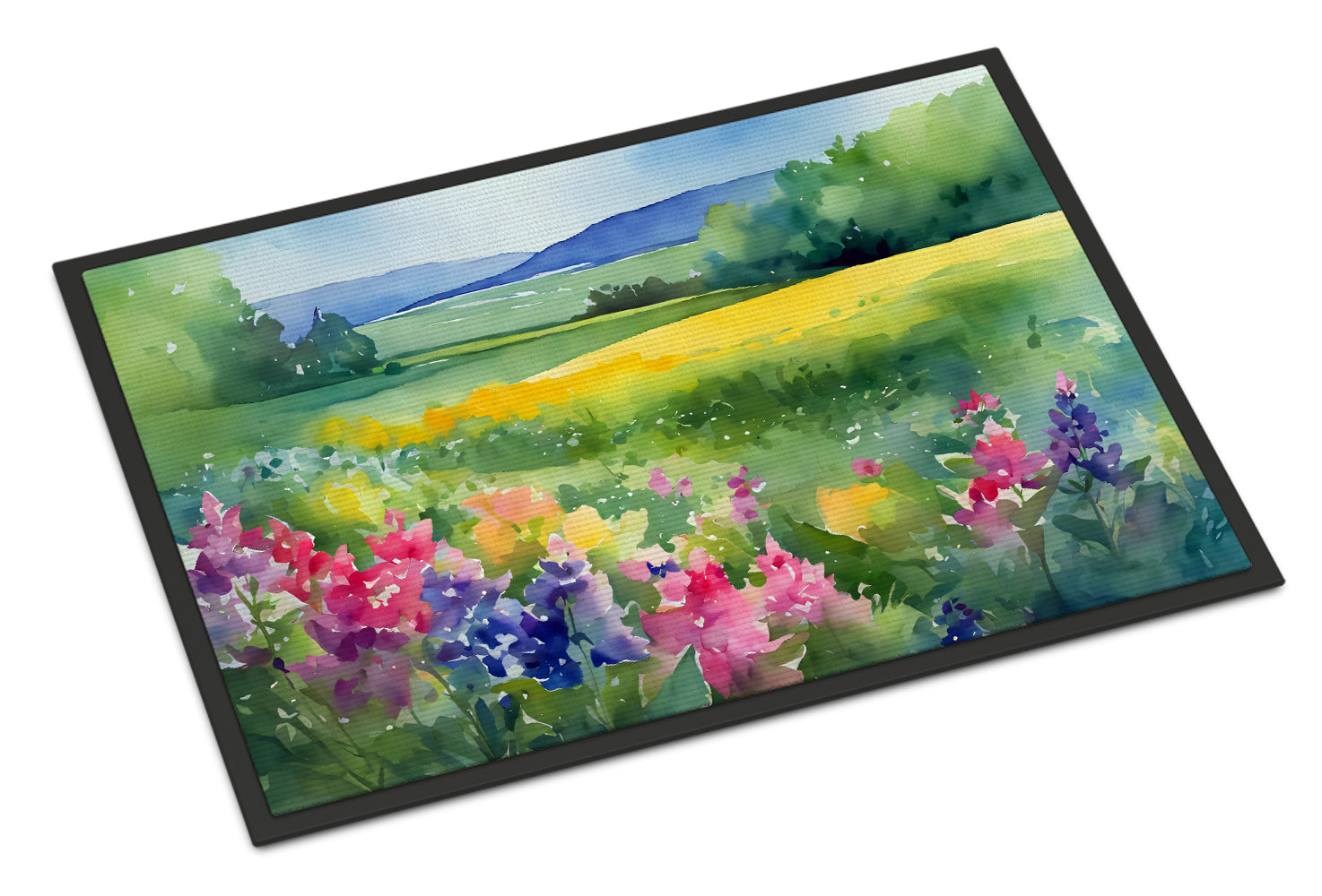 Buy this Massachusetts Mayflowers in Watercolor Indoor or Outdoor Mat 24x36