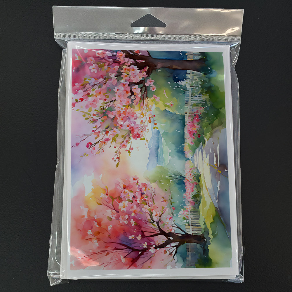 Michigan Apple Blossoms in Watercolor Greeting Cards and Envelopes Pack of 8