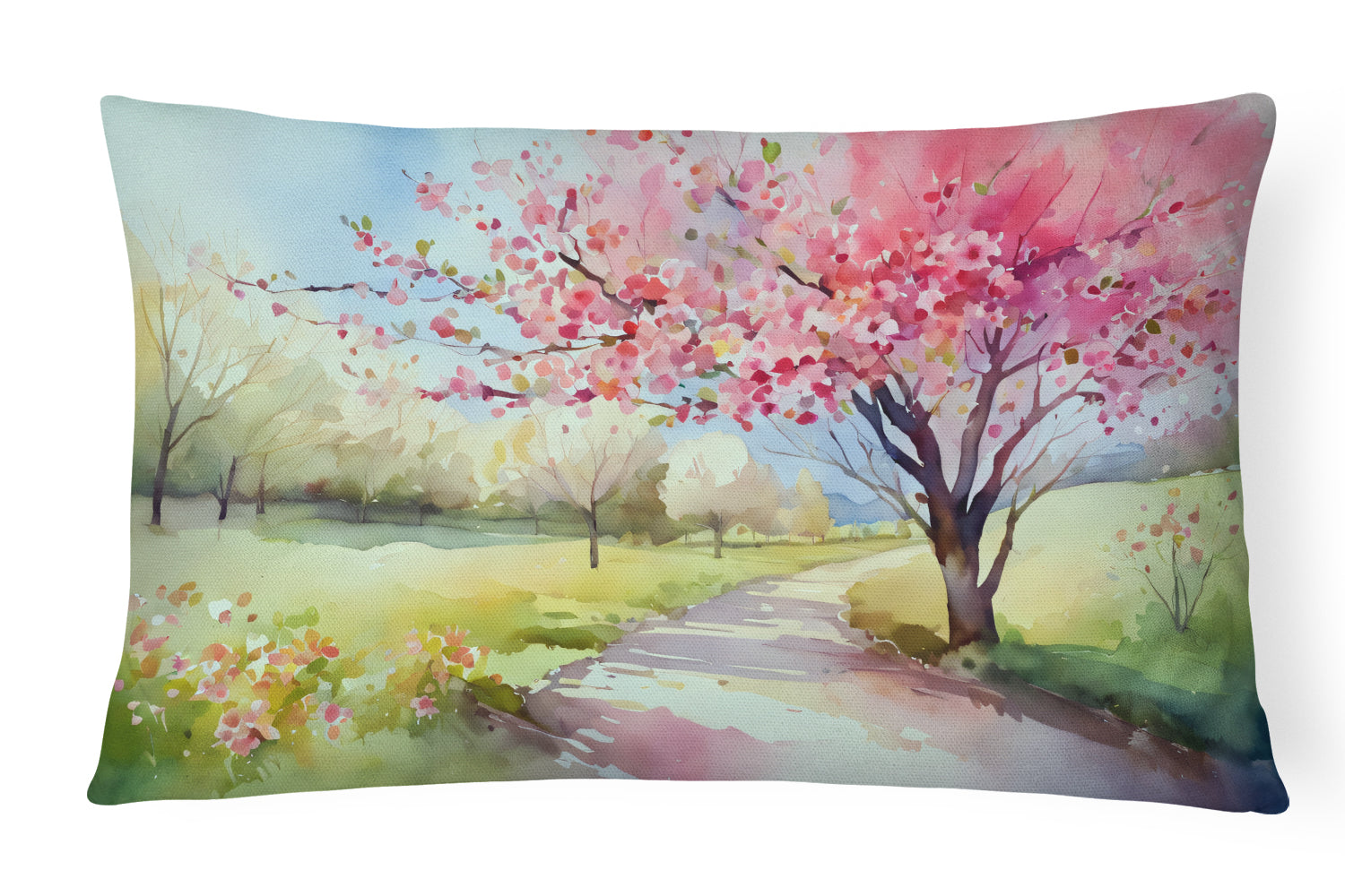 Buy this Michigan Apple Blossoms in Watercolor Fabric Decorative Pillow