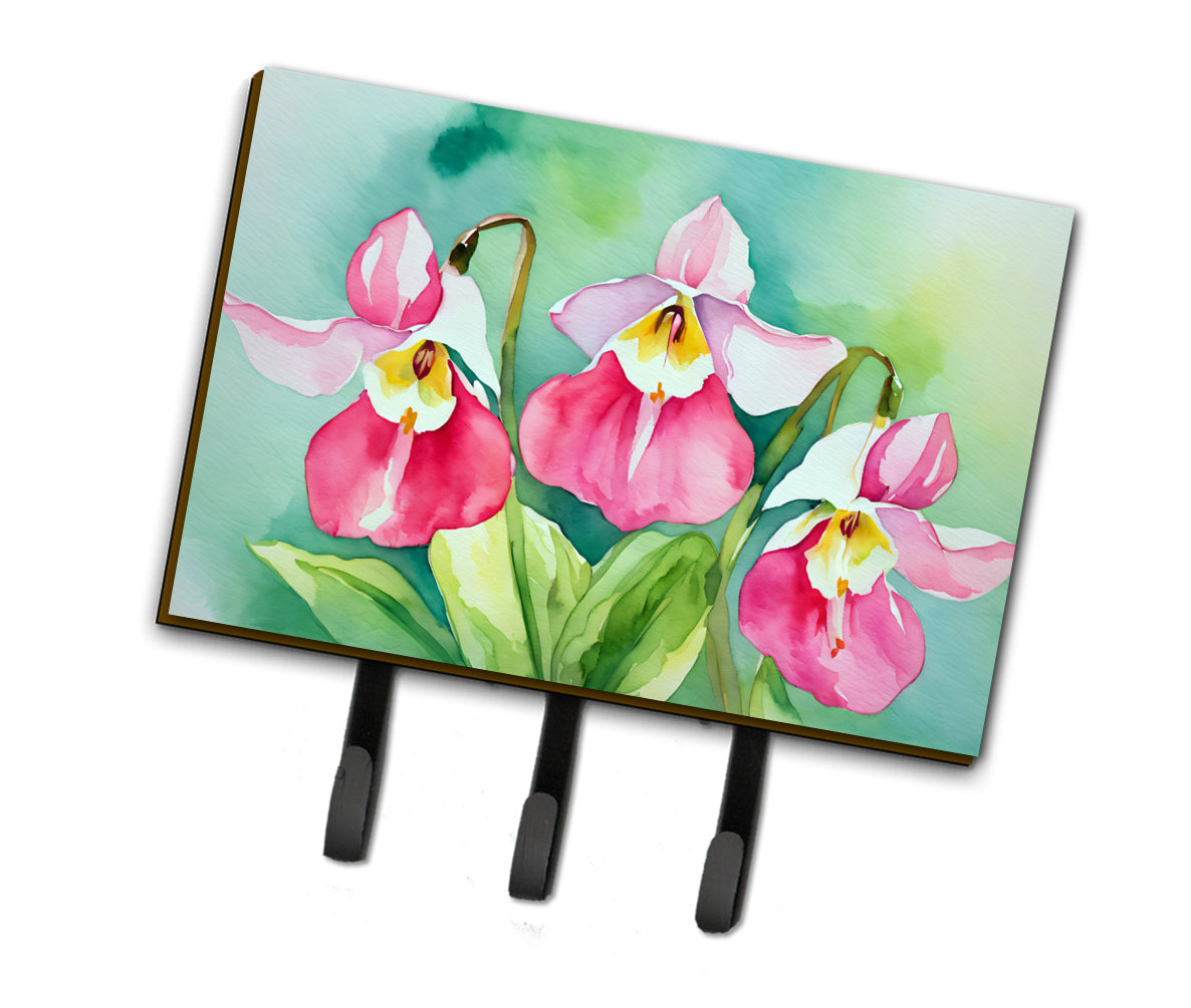 Buy this Minnesota Pink and White Lady’s Slippers in Watercolor Leash or Key Holder