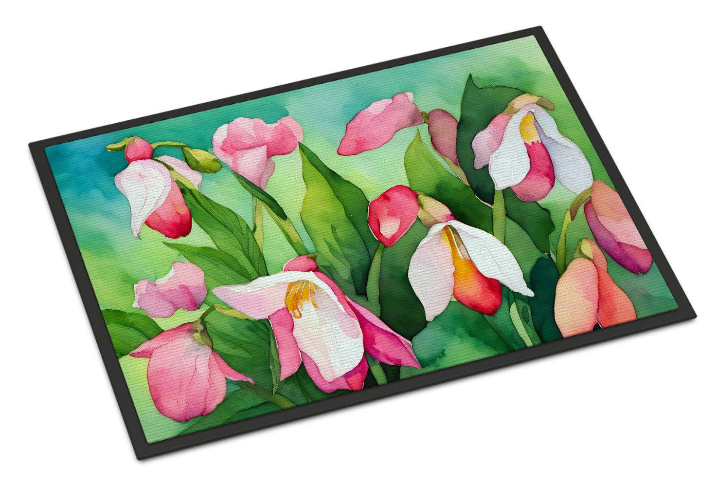 Buy this Minnesota Pink and White Lady’s Slippers in Watercolor Doormat 18x27