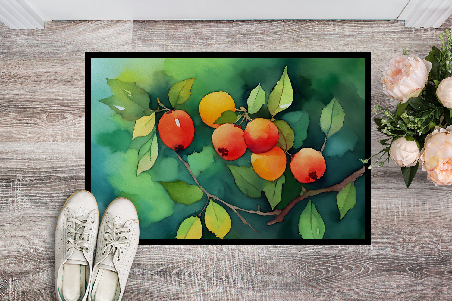 Missouri Hawthorns in Watercolor Indoor or Outdoor Mat 24x36