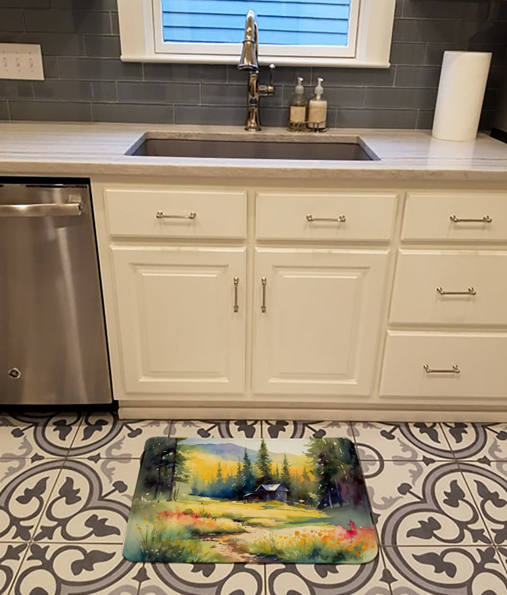 Montana Bitterroot in Watercolor Memory Foam Kitchen Mat  the-store.com.