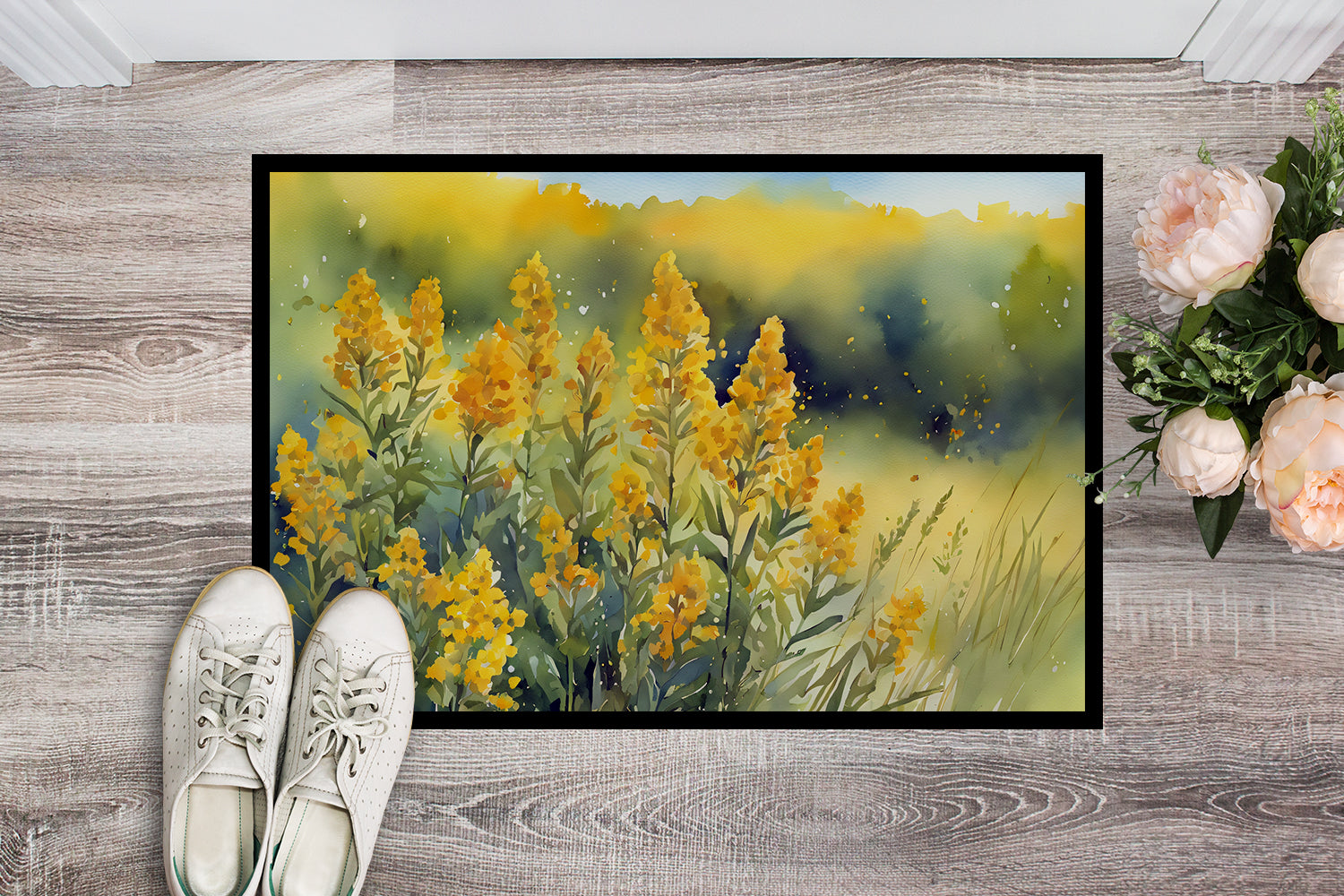 Buy this Nebraska Goldenrod in Watercolor Doormat 18x27