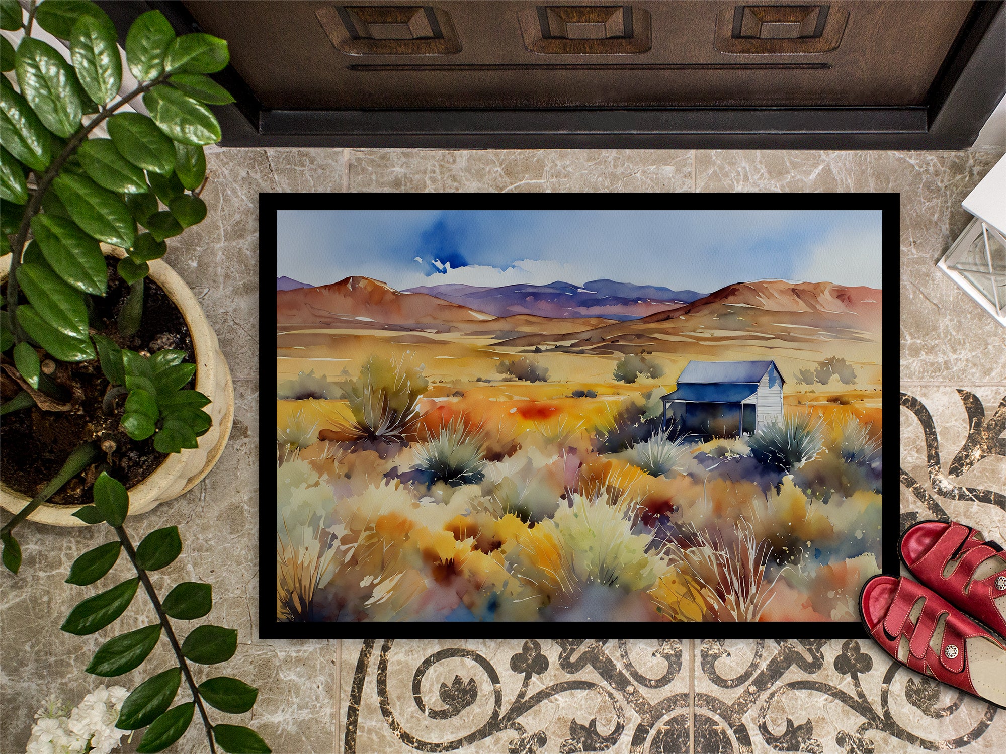 Nevada Sagebrush in Watercolor Doormat 18x27  the-store.com.