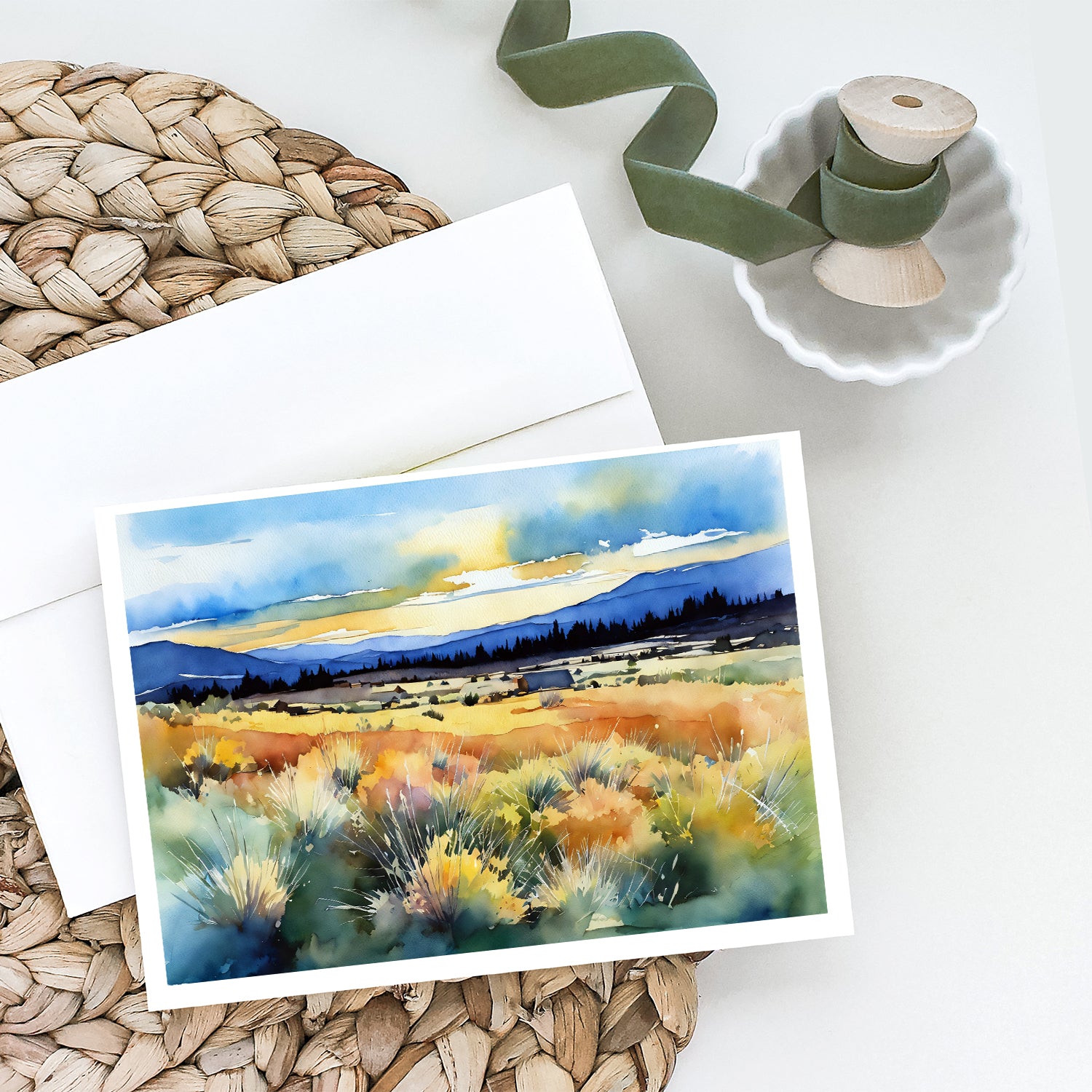 Nevada Sagebrush in Watercolor Greeting Cards and Envelopes Pack of 8  the-store.com.