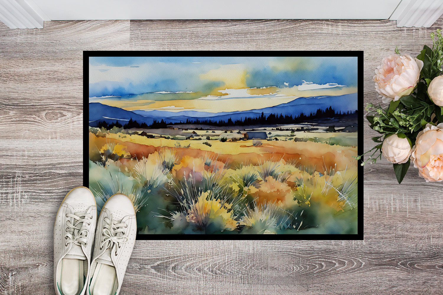 Nevada Sagebrush in Watercolor Doormat 18x27  the-store.com.