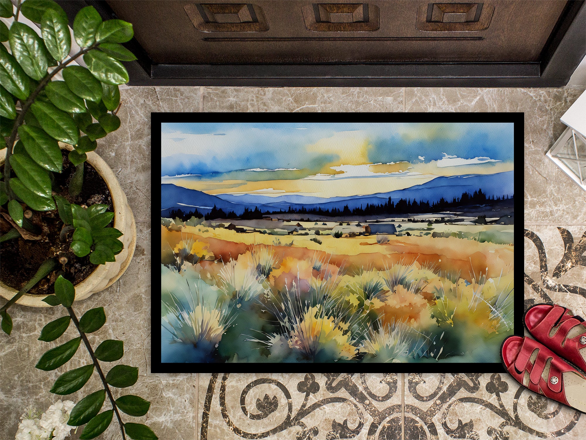 Nevada Sagebrush in Watercolor Doormat 18x27  the-store.com.