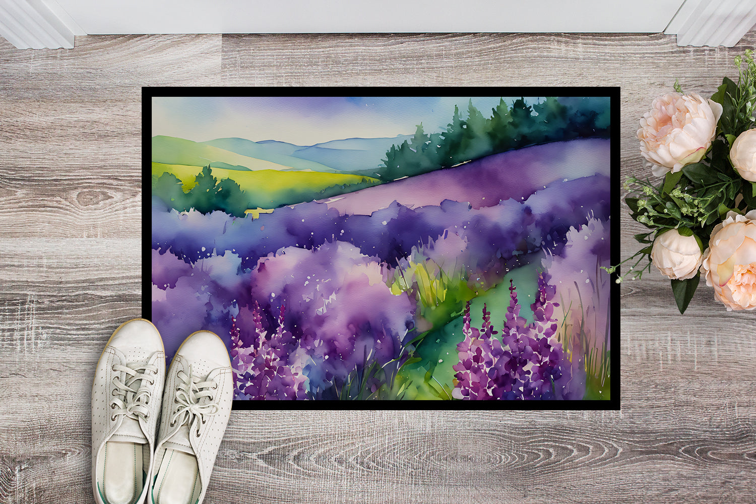 New Hampshire Purple Lilac in Watercolor Indoor or Outdoor Mat 24x36  the-store.com.