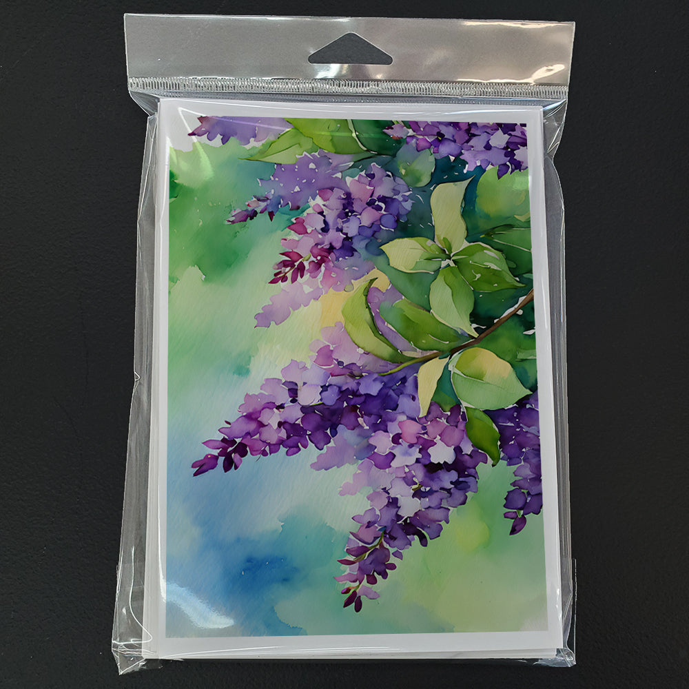 New Hampshire Purple Lilac in Watercolor Greeting Cards and Envelopes Pack of 8  the-store.com.