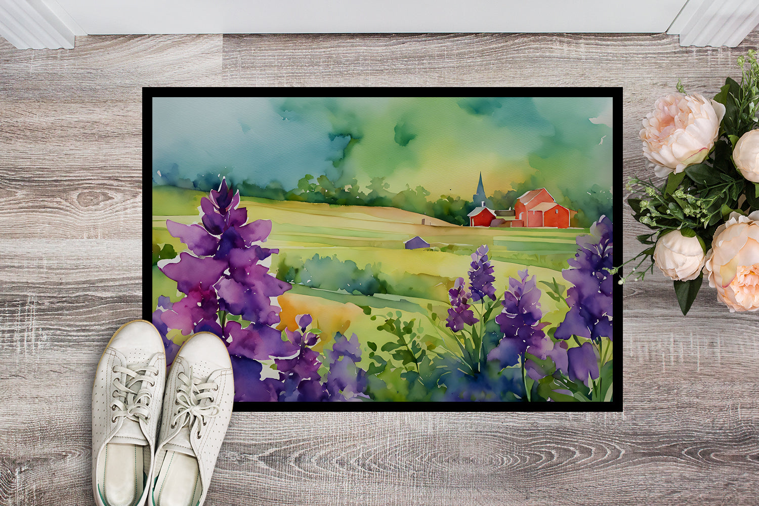 New Jersey Violet in Watercolor Doormat 18x27