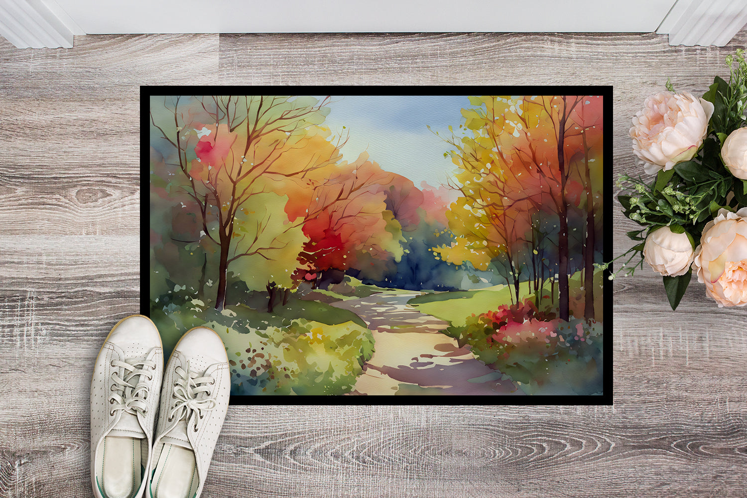 North Carolina Dogwoods in Watercolor Indoor or Outdoor Mat 24x36  the-store.com.
