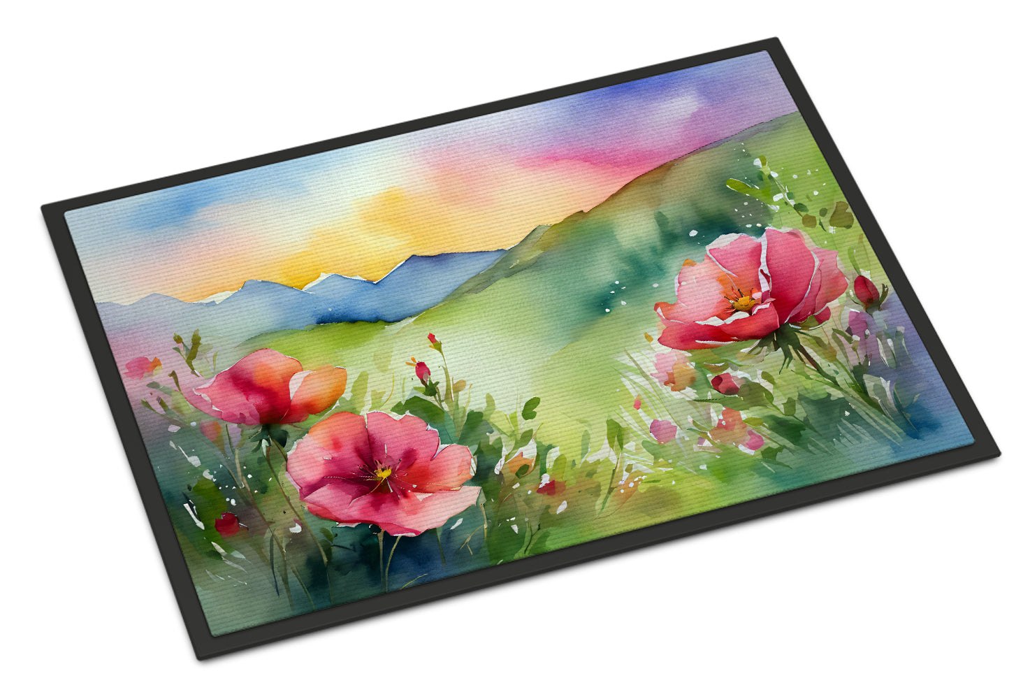 Buy this North Dakota Wild Prairie Roses in Watercolor Doormat 18x27