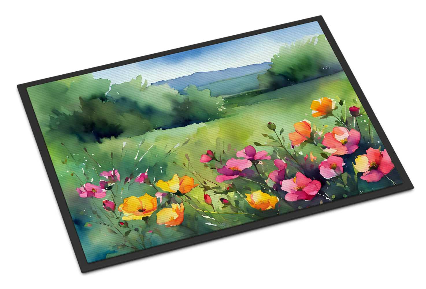 Buy this North Dakota Wild Prairie Roses in Watercolor Indoor or Outdoor Mat 24x36