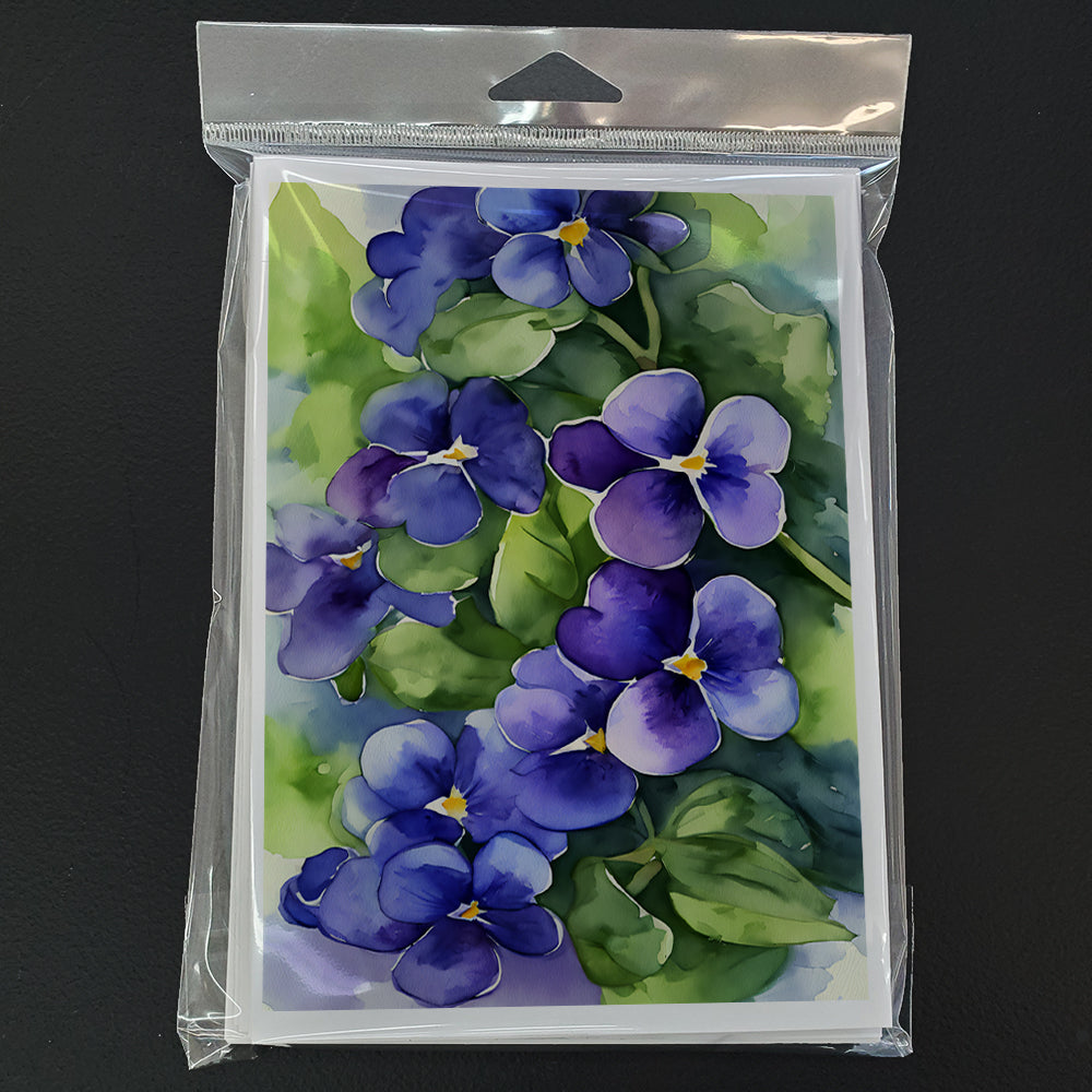 Rhode Island Violets in Watercolor Greeting Cards and Envelopes Pack of 8  the-store.com.