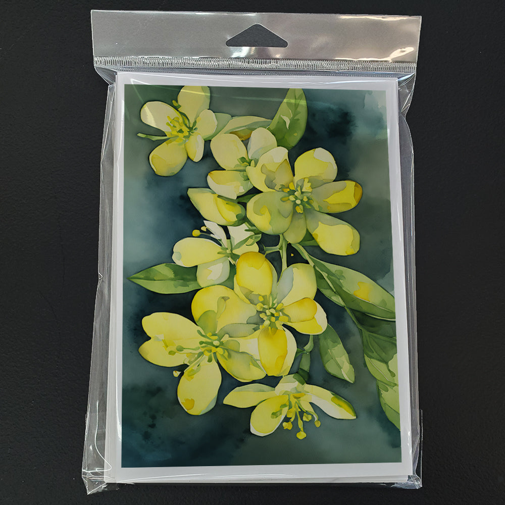 South Carolina Yellow Jessamine in Watercolor Greeting Cards and Envelopes Pack of 8  the-store.com.