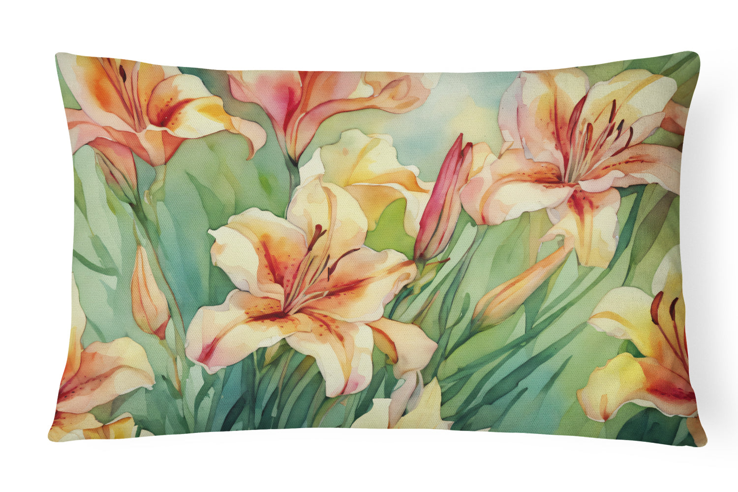 Buy this Utah Sego Lilies in Watercolor Fabric Decorative Pillow