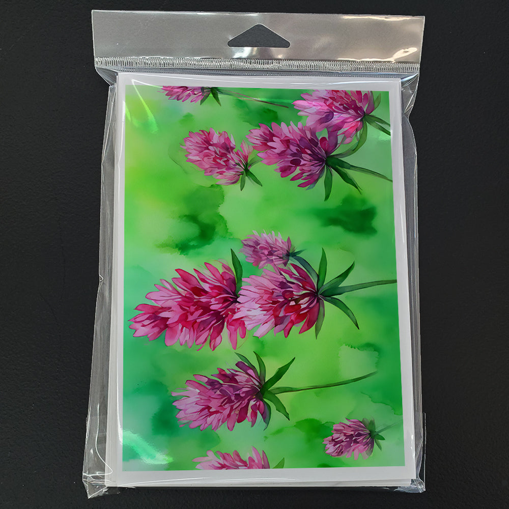 Vermont Red Clover in Watercolor Greeting Cards and Envelopes Pack of 8  the-store.com.