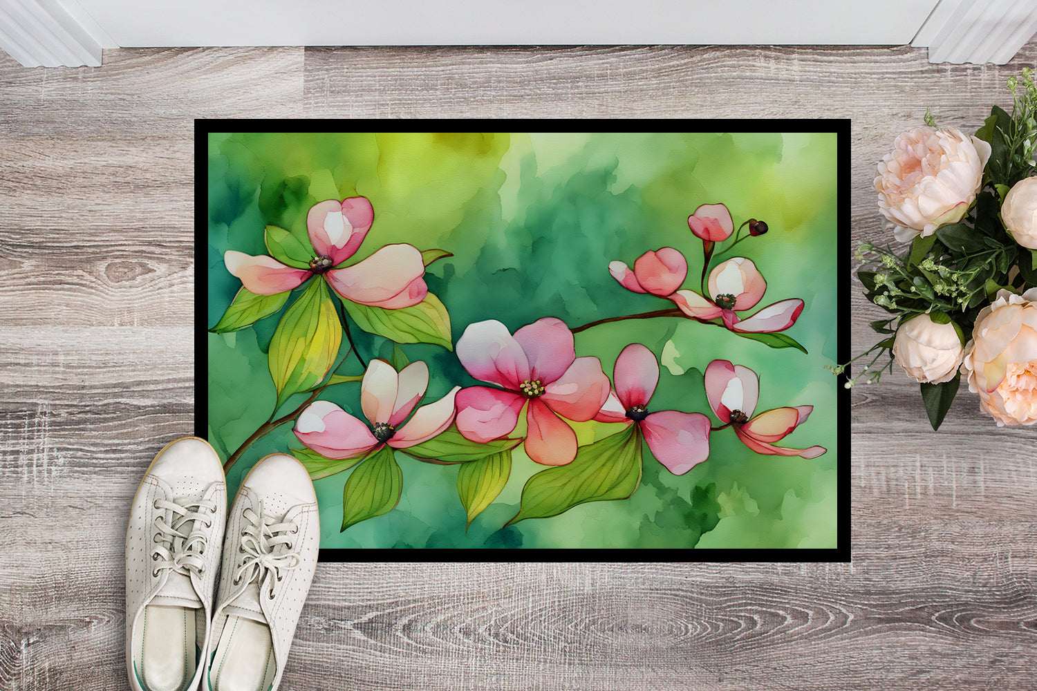 Buy this Virginia American Dogwood in Watercolor Indoor or Outdoor Mat 24x36