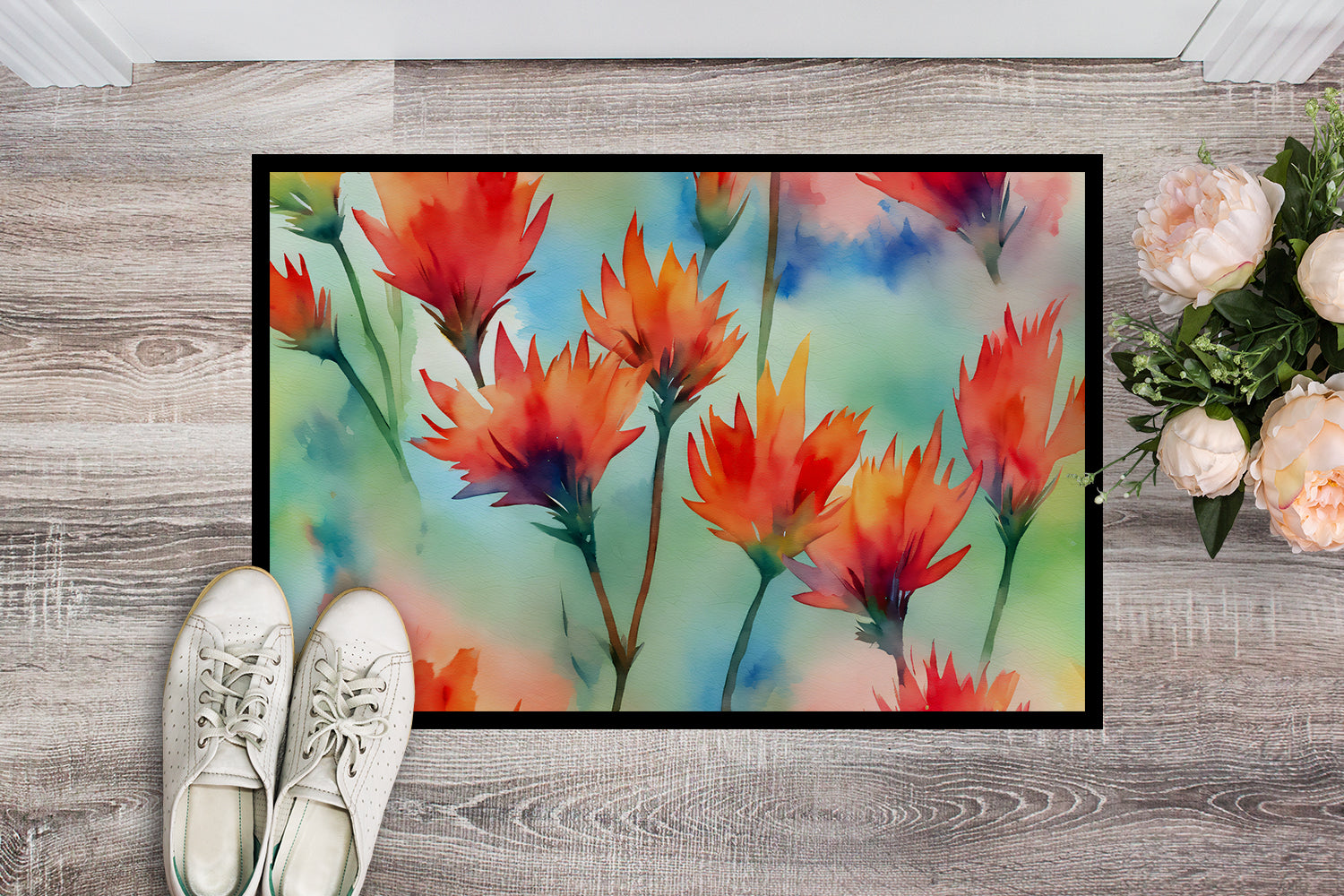 Buy this Wyoming Indian Paintbrush in Watercolor Indoor or Outdoor Mat 24x36