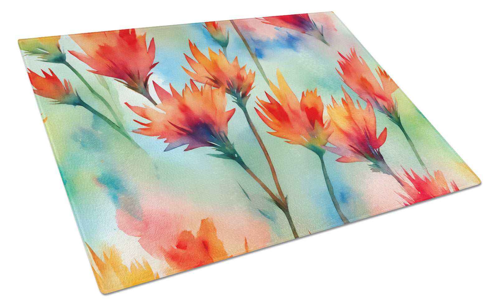 Buy this Wyoming Indian Paintbrush in Watercolor Glass Cutting Board Large