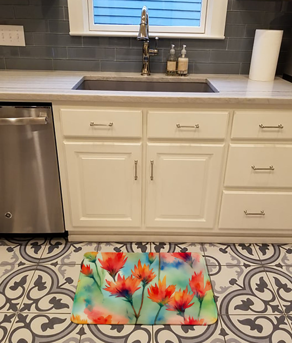 Wyoming Indian Paintbrush in Watercolor Memory Foam Kitchen Mat  the-store.com.