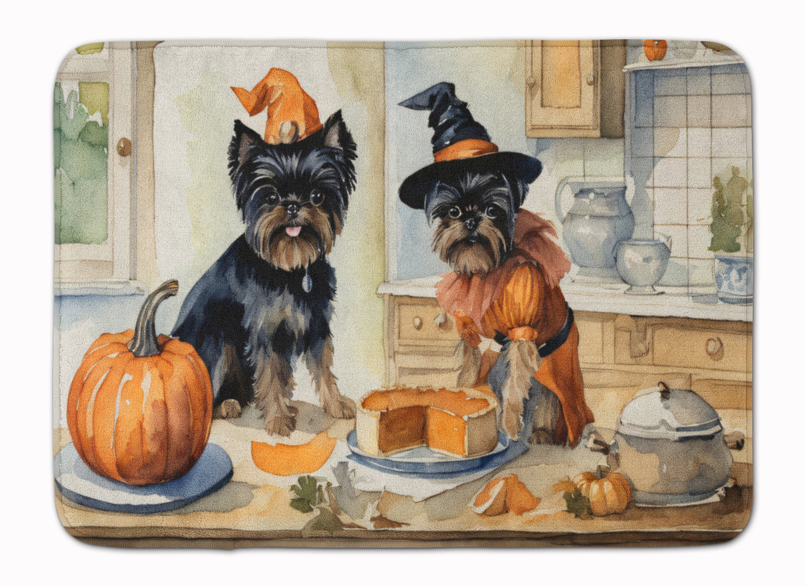 Buy this Affenpinscher Fall Kitchen Pumpkins Memory Foam Kitchen Mat