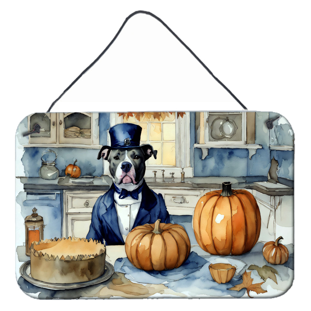 Buy this Pit Bull Terrier Fall Kitchen Pumpkins Wall or Door Hanging Prints