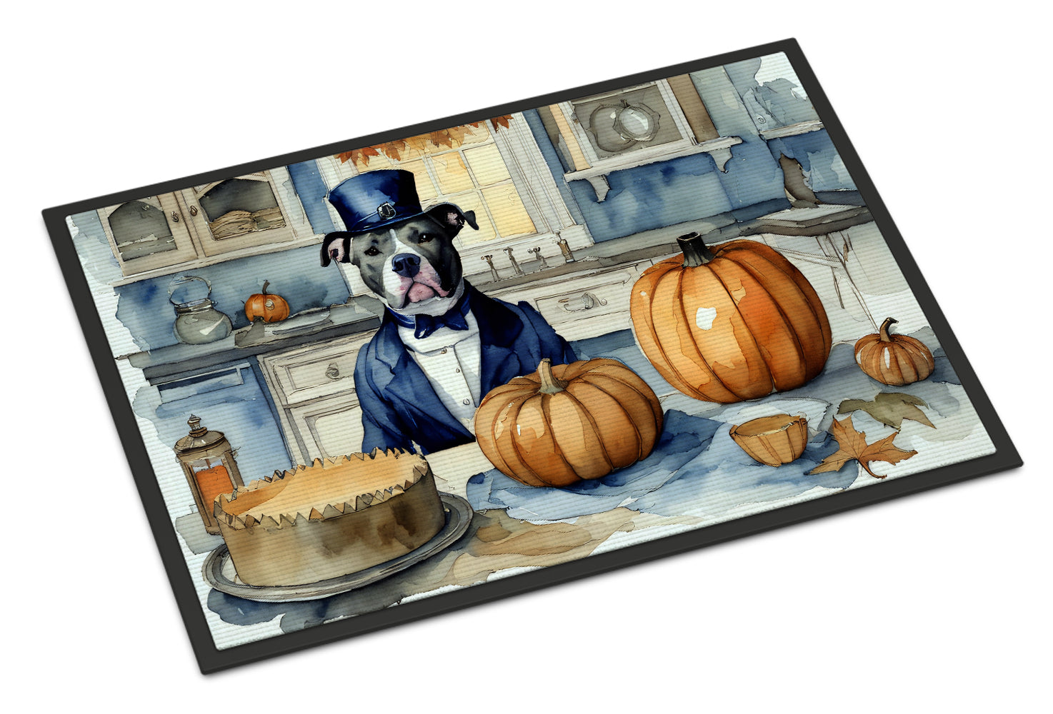 Buy this Pit Bull Terrier Fall Kitchen Pumpkins Doormat 18x27